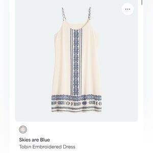 Skies Are Blue Cream Dress with Blue Accents